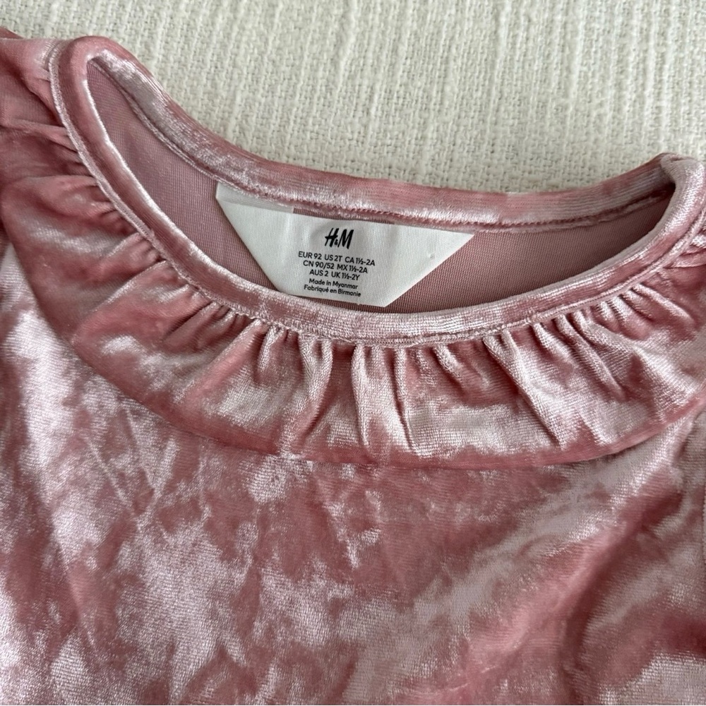 H&M Blush Velvet Ruffle Dress - Picture 2 of 4